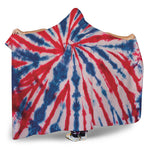 Red And Blue Spider Tie Dye Print Hooded Blanket