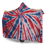 Red And Blue Spider Tie Dye Print Hooded Blanket