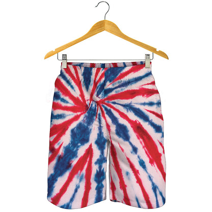 Red And Blue Spider Tie Dye Print Men's Shorts