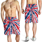 Red And Blue Spider Tie Dye Print Men's Shorts