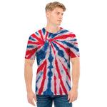 Red And Blue Spider Tie Dye Print Men's T-Shirt