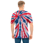 Red And Blue Spider Tie Dye Print Men's T-Shirt