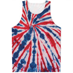 Red And Blue Spider Tie Dye Print Men's Tank Top