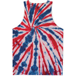 Red And Blue Spider Tie Dye Print Men's Tank Top