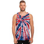 Red And Blue Spider Tie Dye Print Men's Tank Top