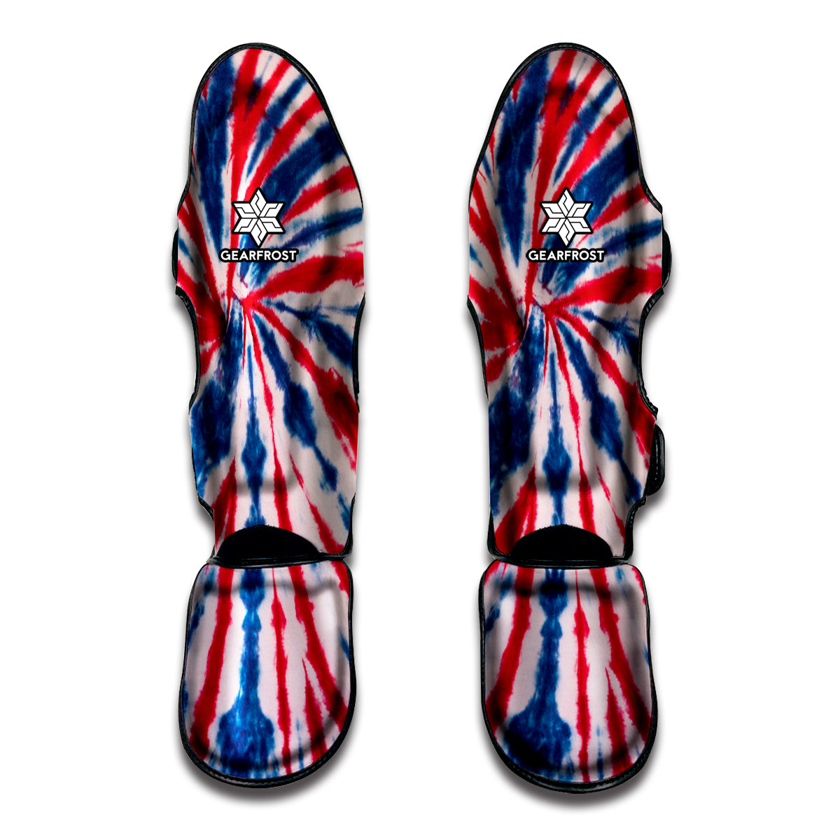 Red And Blue Spider Tie Dye Print Muay Thai Shin Guard