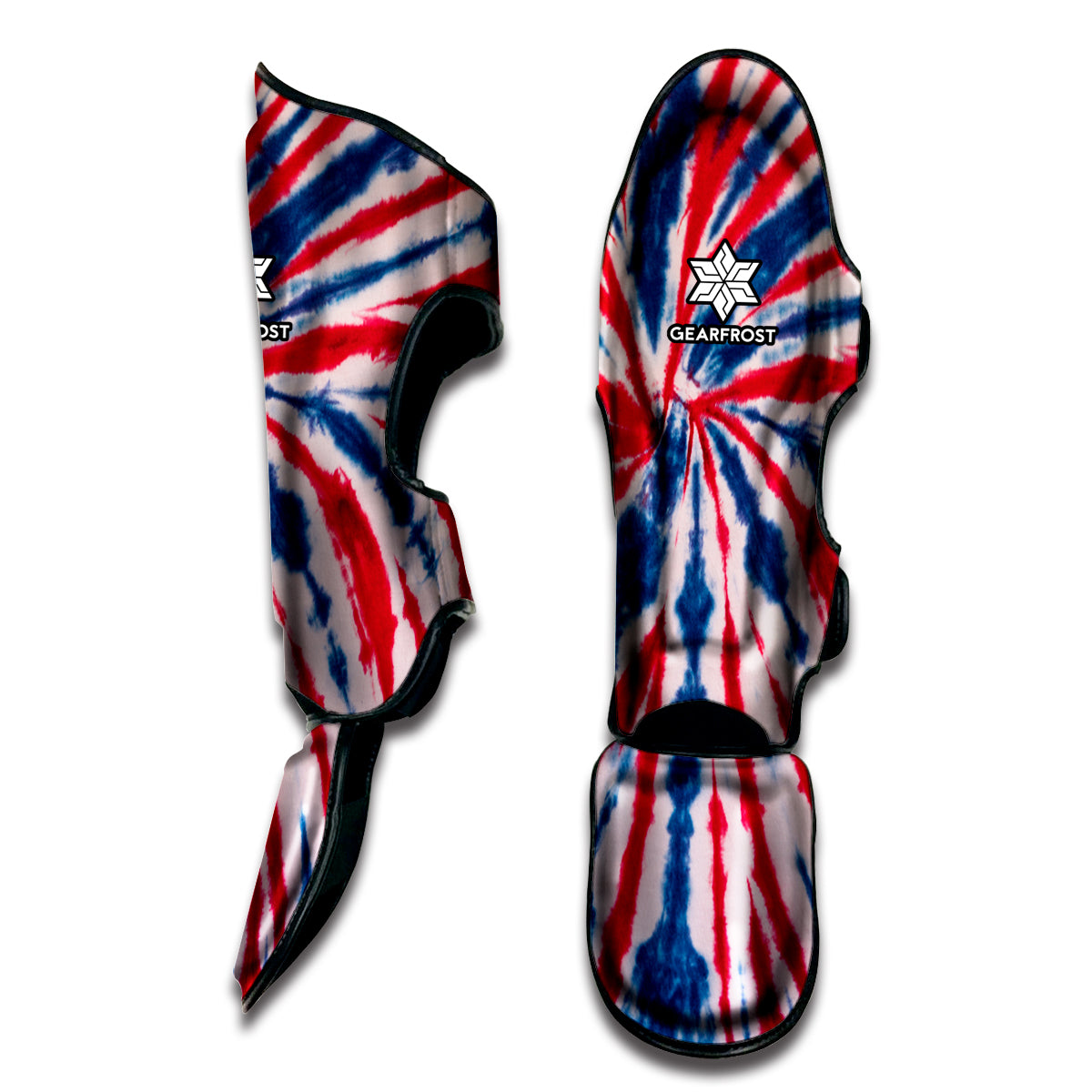 Red And Blue Spider Tie Dye Print Muay Thai Shin Guard