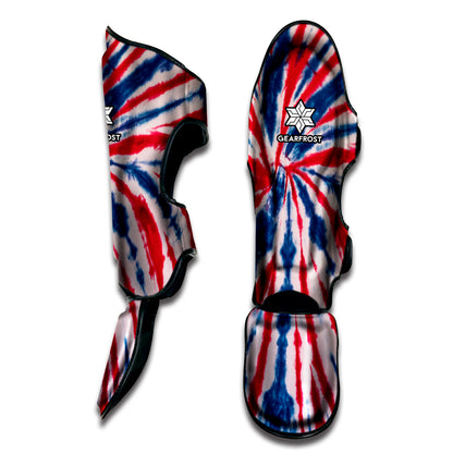 Red And Blue Spider Tie Dye Print Muay Thai Shin Guard