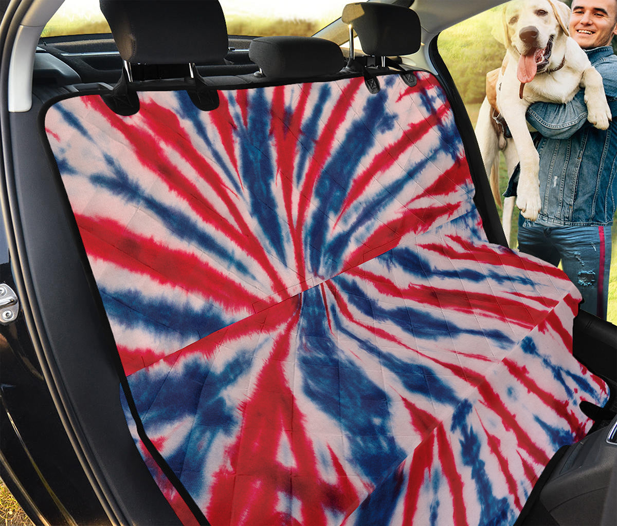 Red And Blue Spider Tie Dye Print Pet Car Back Seat Cover