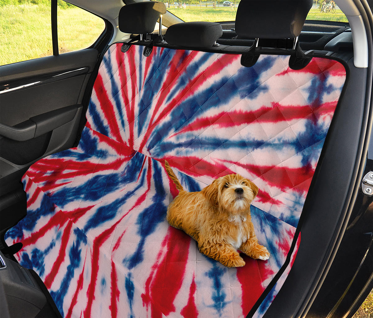 Red And Blue Spider Tie Dye Print Pet Car Back Seat Cover