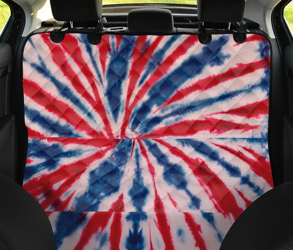 Red And Blue Spider Tie Dye Print Pet Car Back Seat Cover