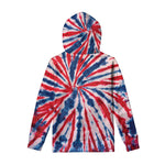 Red And Blue Spider Tie Dye Print Pullover Hoodie