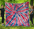 Red And Blue Spider Tie Dye Print Quilt