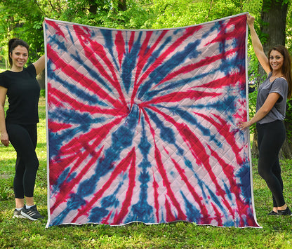 Red And Blue Spider Tie Dye Print Quilt