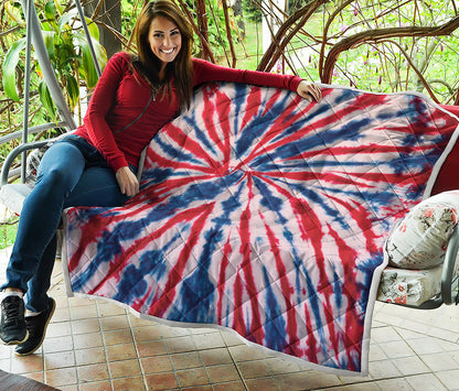 Red And Blue Spider Tie Dye Print Quilt