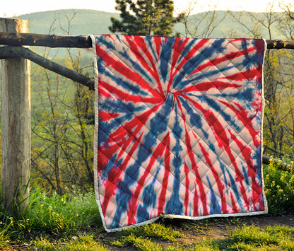 Red And Blue Spider Tie Dye Print Quilt