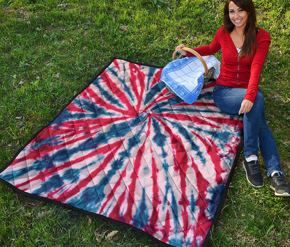 Red And Blue Spider Tie Dye Print Quilt