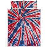 Red And Blue Spider Tie Dye Print Quilt Bed Set