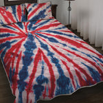 Red And Blue Spider Tie Dye Print Quilt Bed Set
