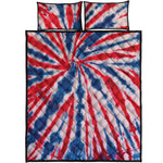 Red And Blue Spider Tie Dye Print Quilt Bed Set