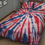 Red And Blue Spider Tie Dye Print Quilt Bed Set