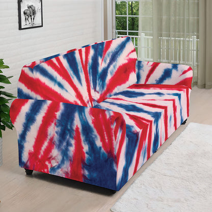 Red And Blue Spider Tie Dye Print Sofa Cover