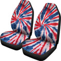 Red And Blue Spider Tie Dye Print Universal Fit Car Seat Covers
