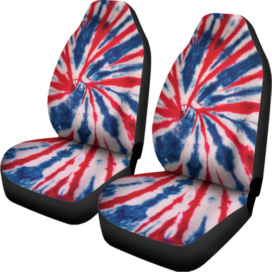Red And Blue Spider Tie Dye Print Universal Fit Car Seat Covers
