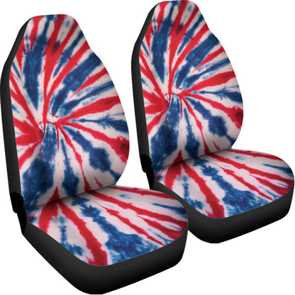 Red And Blue Spider Tie Dye Print Universal Fit Car Seat Covers