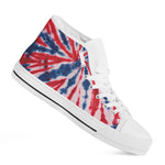 Red And Blue Spider Tie Dye Print White High Top Shoes