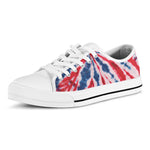 Red And Blue Spider Tie Dye Print White Low Top Shoes