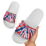 Red And Blue Spider Tie Dye Print White Slide Sandals