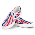 Red And Blue Spider Tie Dye Print White Slip On Sneakers