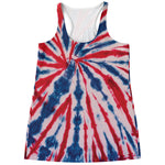 Red And Blue Spider Tie Dye Print Women's Racerback Tank Top
