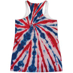 Red And Blue Spider Tie Dye Print Women's Racerback Tank Top