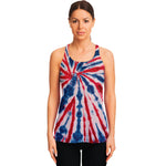 Red And Blue Spider Tie Dye Print Women's Racerback Tank Top