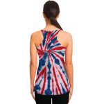 Red And Blue Spider Tie Dye Print Women's Racerback Tank Top