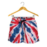 Red And Blue Spider Tie Dye Print Women's Shorts