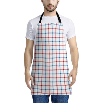 Red And Blue Tattersall Pattern Print Apron