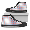 Red And Blue Tattersall Pattern Print Black High Top Sneakers