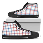 Red And Blue Tattersall Pattern Print Black High Top Shoes