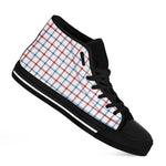 Red And Blue Tattersall Pattern Print Black High Top Shoes