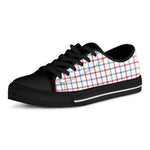 Red And Blue Tattersall Pattern Print Black Low Top Shoes