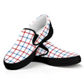 Red And Blue Tattersall Pattern Print Black Slip On Sneakers