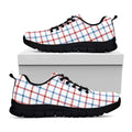 Red And Blue Tattersall Pattern Print Black Running Shoes