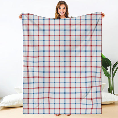 Red And Blue Tattersall Pattern Print Blanket