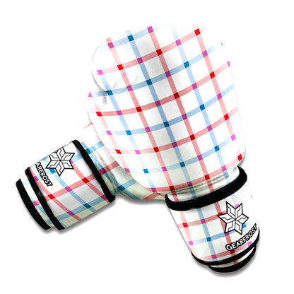 Red And Blue Tattersall Pattern Print Boxing Gloves