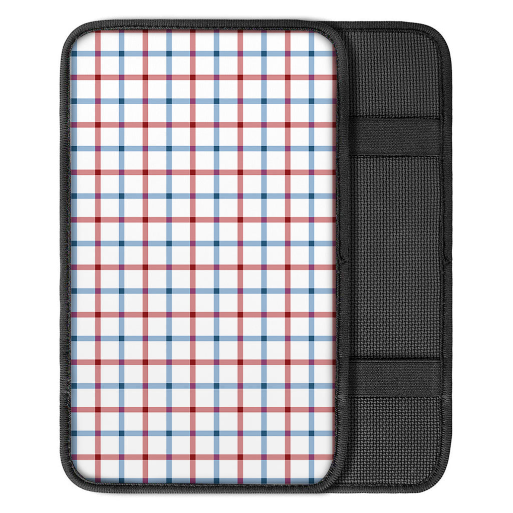 Red And Blue Tattersall Pattern Print Car Center Console Cover