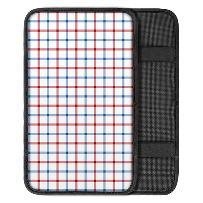 Red And Blue Tattersall Pattern Print Car Center Console Cover