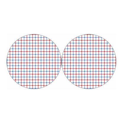 Red And Blue Tattersall Pattern Print Car Coasters